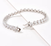 Diamonique 100 Facet Sterling Silver Heart Cut Tennis Bracelet, 6-3/4